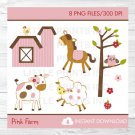 Pink Farm Animals Clipart #A318