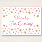 Twinkle Star Pink & Gold Glitter Party Favor Thank You Tags #A358