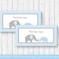 Blue Chevron Elephant Buffet Tent Cards & Place Cards Editable PDF #A187