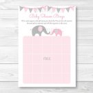Pink Chevron Elephant Printable Baby Shower Bingo Cards #A186