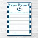 Nautical Anchor Printable Baby Shower Mommy Advice Cards #A222