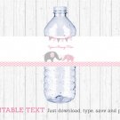 Pink Chevron Elephant Water Bottle Labels Printable Editable PDF #A186
