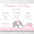 Pink Chevron Elephant Shower Baby Predictions Game Cards Printable #A186