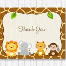 Cute Jungle Safari Animals Gender Neutral Thank You Card Printable #A398