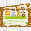 Cute Jungle Safari Animals Printable Baby Shower Diaper Raffle Tickets #A398
