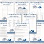 Navy Blue & Grey Chevron Elephant Baby Shower Games Pack - 8 Printable Games #A373