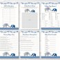 Navy Blue & Grey Chevron Elephant Baby Shower Games Pack - 8 Printable Games #A373