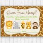 Cute Jungle Safari Animals Baby Shower "Guess How Many?" Game Cards #A398