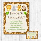 Cute Jungle Safari Animals How Big Is Mommys Belly Baby Shower Game #A398