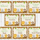Cute Jungle Safari Animals Baby Shower Table Signs - 8 Printable Signs #A398