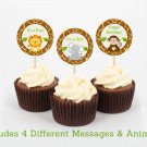 Cute Jungle Safari Animals Cupcake Toppers Party Favor Tags Printable #A398