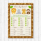Cute Jungle Safari Animals Baby Shower Baby Animal Match Game Printable #A398