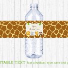 Cute Jungle Safari Animals Water Bottle Labels Printable Editable PDF #A398
