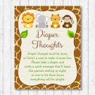 Cute Jungle Safari Animals Diaper Thoughts Late Night Diaper Baby Shower Game #A398