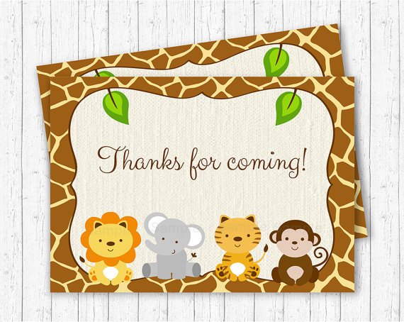Cute Jungle Safari Animals Printable Party Favor Thank You Tags #A398