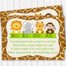 Cute Jungle Safari Animals Printable Baby Shower Book Request Cards #A398