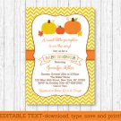 Pumpkin Chevron Gender Neutral Printable Baby Shower Invitation Editable PDF #A400