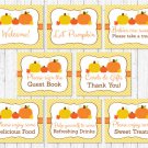 Pumpkin Chevron Gender Neutral Baby Shower Table Signs - 8 Printable Signs #A400