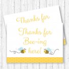 Yellow & Grey Bumble Bee Gender Neutral Printable Party Favor Thank You Tags #A359