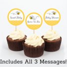Yellow & Grey Bumble Bee Cupcake Toppers Party Favor Tags Printable #A359