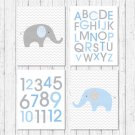 Blue Chevron Elephant Printable Nursery Wall Art #A187