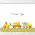 Yellow Construction Trucks Thank You Card Printable #A117