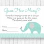 Mint Green & Grey Chevron Elephant Baby Shower "Guess How Many?" Game Cards #A375
