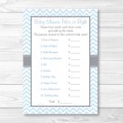 Modern Baby Blue Chevron Printable Baby Shower "Price Is Right!" Game Cards #A260