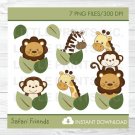 Safari Jungle Animals Lion Giraffe Zebra Monkey Clipart #A169