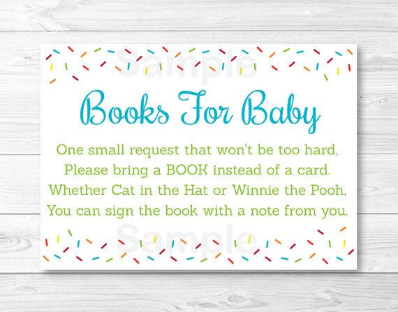Baby Sprinkle Rainbow Blue Printable Baby Shower Book Request Cards #A386