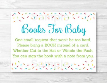 Baby Sprinkle Rainbow Blue Printable Baby Shower Book Request Cards #A386