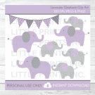 Lavender Polka Dot Jungle Elephant Clipart #A242