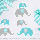 Teal Chevron Elephant Party Cutouts Decorations Printable #A374