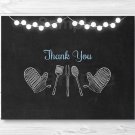 Blue Chalkboard BaByQ Coed Baby Shower BBQ Thank You Card Printable #A402