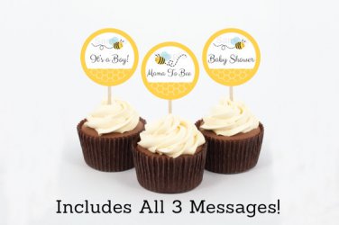 Bumble Bee Cupcake Toppers Party Favor Tags Printable #A134