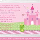 Princess Frog Pink Castle Printable Baby Shower Invitation Editable PDF #A209