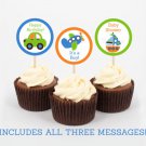 Transportation Vehicles Car Sailboat Cupcake Toppers Party Favor Tags Printable #A111