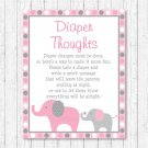 Pink & Gray Elephants Diaper Thoughts Late Night Diaper Baby Shower Game #A160