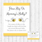 Yellow & Grey Bumble Bee Gender Neutral How Big Is Mommys Belly Baby Shower Game #A359