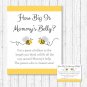 Yellow & Grey Bumble Bee Gender Neutral How Big Is Mommys Belly Baby Shower Game #A359