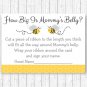 Yellow & Grey Bumble Bee Gender Neutral How Big Is Mommys Belly Baby Shower Game #A359