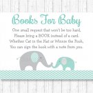 Mint Green & Grey Chevron Elephant Printable Baby Shower Book Request Cards #A375