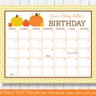 Pumpkin Chevron Gender Neutral Printable Baby Due Date Calendar Editable PDF #A400