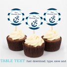 Nautical Anchor Cupcake Toppers Party Favor Tags Editable PDF #A222