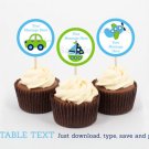 Transportation Vehicles Car Plane Cupcake Toppers Party Favor Tags Editable PDF #A143