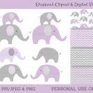 Purple Chevron Elephant Chevron Pattern Clipart & Digital Paper #A184