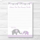 Purple Chevron Elephant Printable Baby Shower Mommy Advice Cards #A184