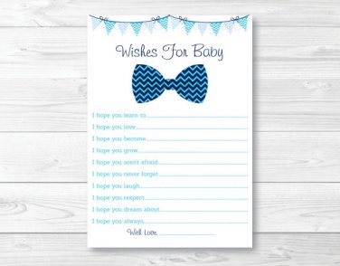 Little Man Chevron Bow Tie Printable Baby Shower Wishes For Baby Advice Cards #A369