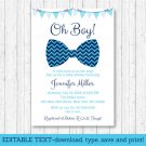 Little Man Chevron Bow Tie Oh Boy Printable Baby Shower Invitation Editable PDF #A369