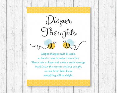 Bumble Bee Diaper Thoughts Late Night Diaper Baby Shower Game #A134